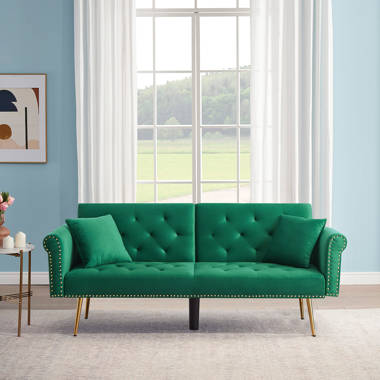 Teal deals futon couch